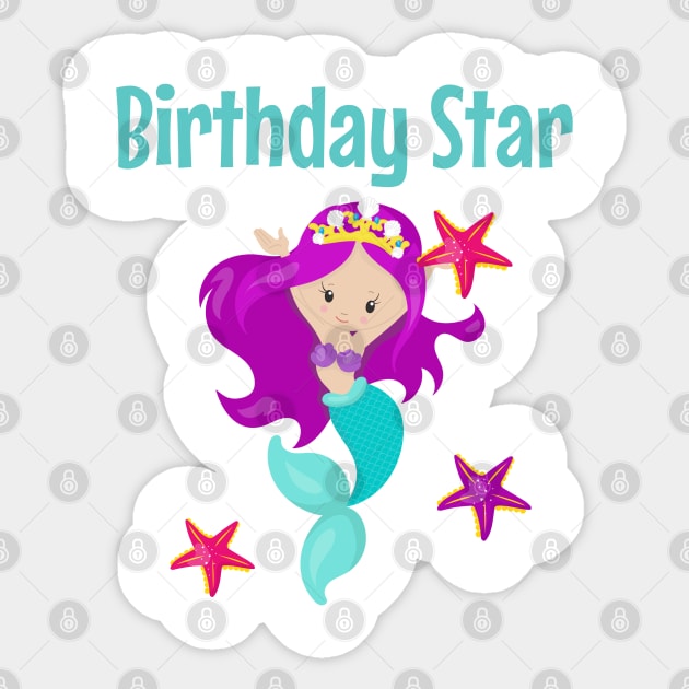 Mermaid Birthday Party Gifts Mermaid Party Favors Starfish Ocean Beach Pool Party Decor Sticker by InnerMagic